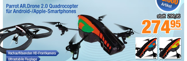 Parrot AR.Drone 2.0
                                            Quadrocopter für
                                            Android-/Apple-Smartphones