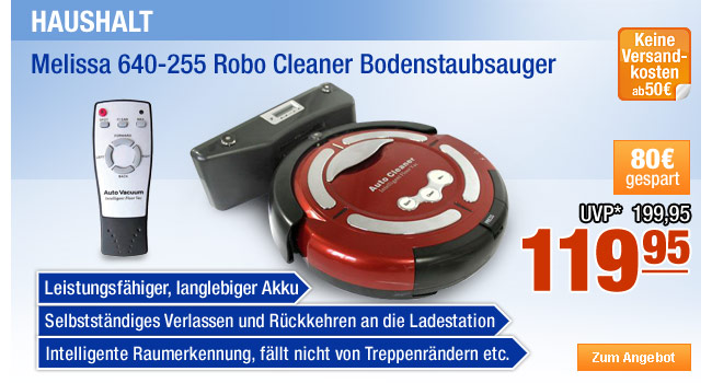 Melissa 640-255 Robo Cleaner Bodenstaubsauger 