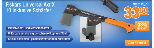 Fiskars Universal Axt X 10 inklusive Sch&auml;rfer