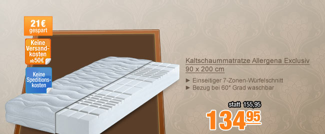Kaltschaummatratze Allergena Exclusiv, 90 x 200 cm