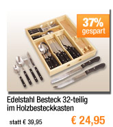 Edelstahl Besteck 32-teilig im Holzbesteckkasten 