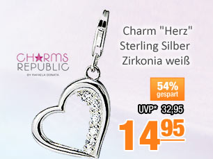 Charm "Herz" Sterling Silber Zirkonia wei&szlig;