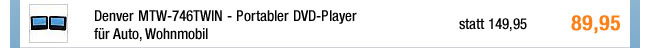 Denver MTW-746TWIN - Portabler DVD-Player f&uuml;r Auto, Wohnmobil 