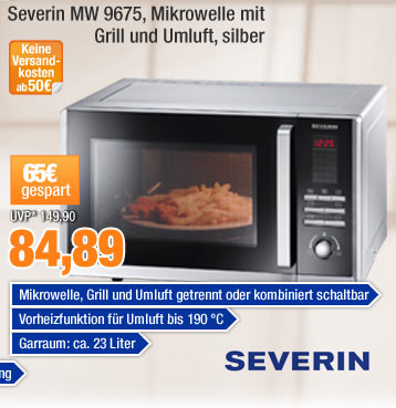Severin MW 9675, Mikrowelle mit Grill und Umluft, silber 