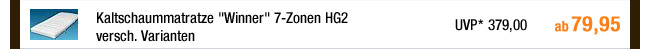 Kaltschaummatratze "Winner" 7-Zonen HG2, versch. Varianten