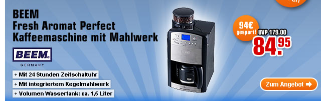 BEEM Fresh Aromat Perfect Kaffeemaschine mit Mahlwerk