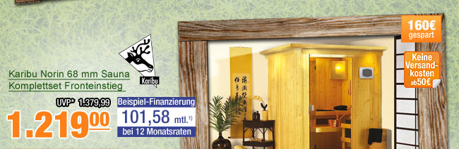 Karibu Norin 68 mm Sauna-Komplettset Fronteinstieg 