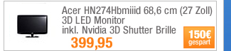 Acer 68,6 cm (27 Zoll)
                                            3D LED Monitor inkl. Nvidia
                                            3D Shutter Brille 