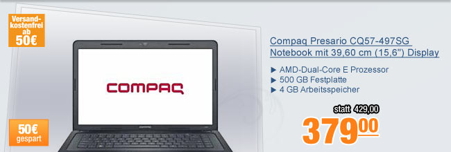 Compaq Presario
                                          CQ57-497SG Notebook mit
                                          39.60cm (15.6") Display