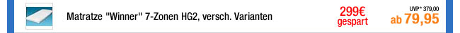 Kaltschaummatratze "Winner" 7-Zonen HG2, versch. Varianten