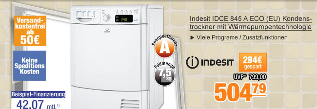Indesit IDCE 845 A ECO
                                          (EU) Kondenstrockner mit
                                          Wärmepumpentechnologie