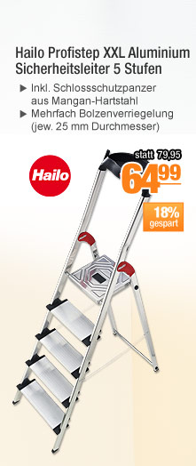 Hailo Profistep XXL Aluminium Sicherheitsleiter 5 Stufen