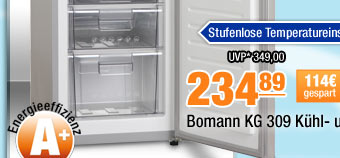 Bomann KG 309 K&uuml;hl- und Gefrierger&auml;t, silber 