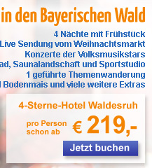 Adventsreise in den Bayerischen Wald - 4 Nächte im 4 Sterne Hotel Waldesruh mit Frühstück und vielfälltiges Weihnachtsprogramm ab 219 Euro