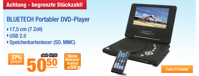 BLUETECH Portabler DVD-Player 17,5 cm (7 Zoll) 