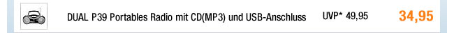 DUAL P39 Portables Radio mit CD(MP3) und USB-Anschluss 