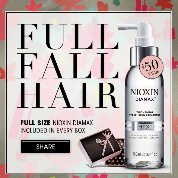 Full Fall Hair! Full Size Nioxin Diamax ….. included in every box.  $50 value   >> Share Now