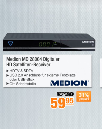 Medion MD 28004
                                            Digitaler HD
                                            Satelliten-Receiver 