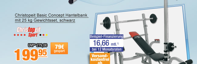 Christopeit Basic Concept
                                          Hantelbank mit 25 kg
                                          Gewichtsset, schwarz