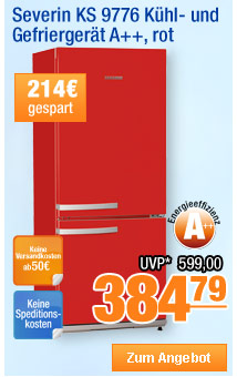 Severin KS 9776 K&uuml;hl- und Gefrierger&auml;t A++, rot 