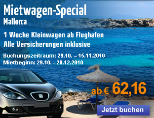 Mietwagen Special Mallorca -1 Woche Kleinwagen ab Flughafen und alle Versicherungen bereits inklusive schon ab 62,16 Euro