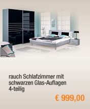 rauch Schlafzimmer mit schwarzen Glas-Auflagen, 4-teilig 