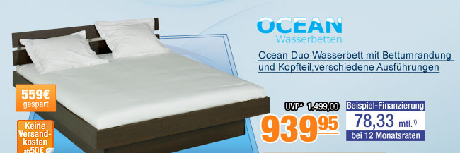 Ocean Duo Wasserbett mit Bettumrandung und Kopfteil,verschiedene Ausf&uuml;hrungen