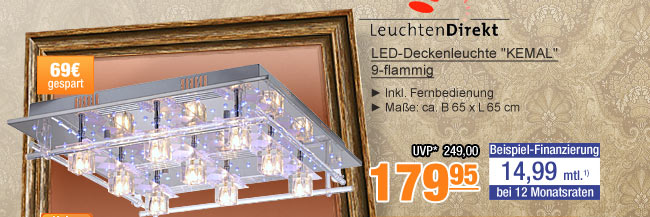 LED-Deckenleuchte "KEMAL", 9-flammig