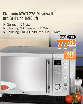Clatronic MWG 775                                             Mikrowelle mit Grill und                                             Heißluft 