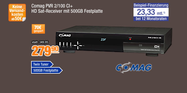 Comag PVR 2/100 CI+ HD Sat-Receiver mit 500GB Festplatte 