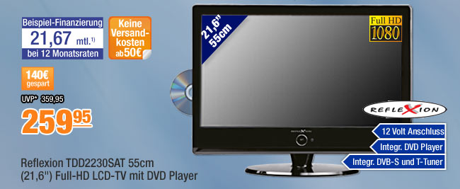 Reflexion TDD2230SAT 55cm(21,6")Full-HD LCD-TV mit DVD Player