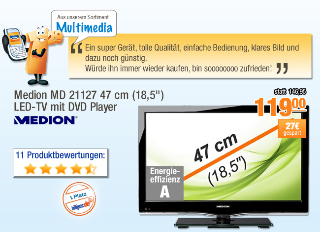 Medion MD 21127 47 cm
                                            (18,5") LED-TV mit DVD
                                            Player