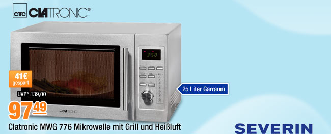 Clatronic MWG 776 Mikrowelle mit Grill und Hei&szlig;luft