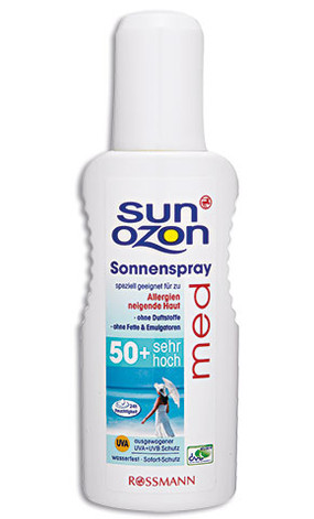 Sunozon med Sonnenspray 50+ sehr hoch
