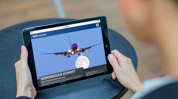 Tablet mit geöffnetem DUSmomente-Artikel