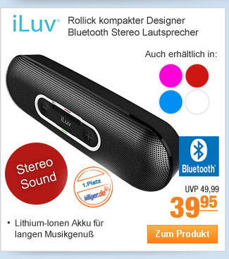 iLuv Rollick kompakter
                                            Designer Bluetooth Stereo
                                            Lautsprecher 