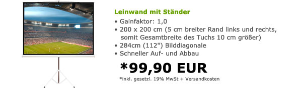 Leinwand mit Ständer 200 x 200