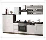 K&uuml;chenzeile Cucina mit E-Ger&auml;te - 300 cm, Nussbaum Nachbildung