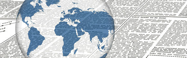 (8) Transparent globe over newspaper