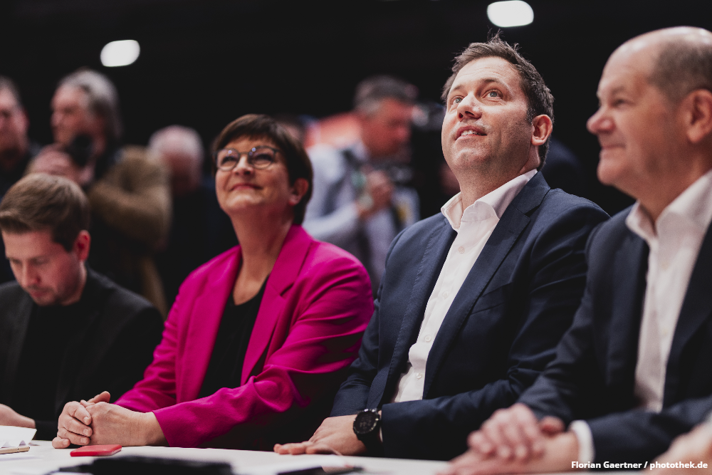 Kevin Kühnert, Saskia Esken, Lars Klingbeil und Olaf Scholz