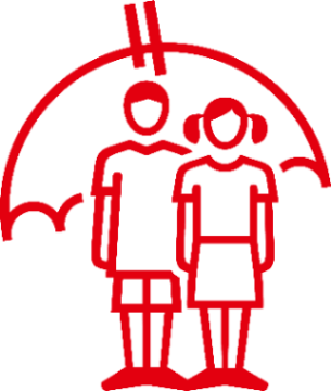 Grafik zur Kindergrundsicherung: Schirm und Kinder