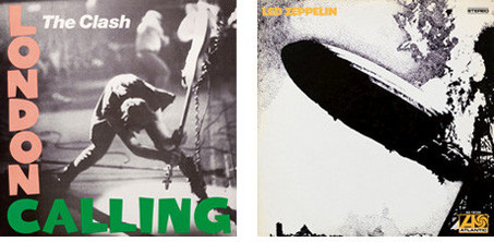 The Clash, London Calling, 1979. Photo: Pennie Smith & Led Zeppelin, Led Zeppelin, 1969.